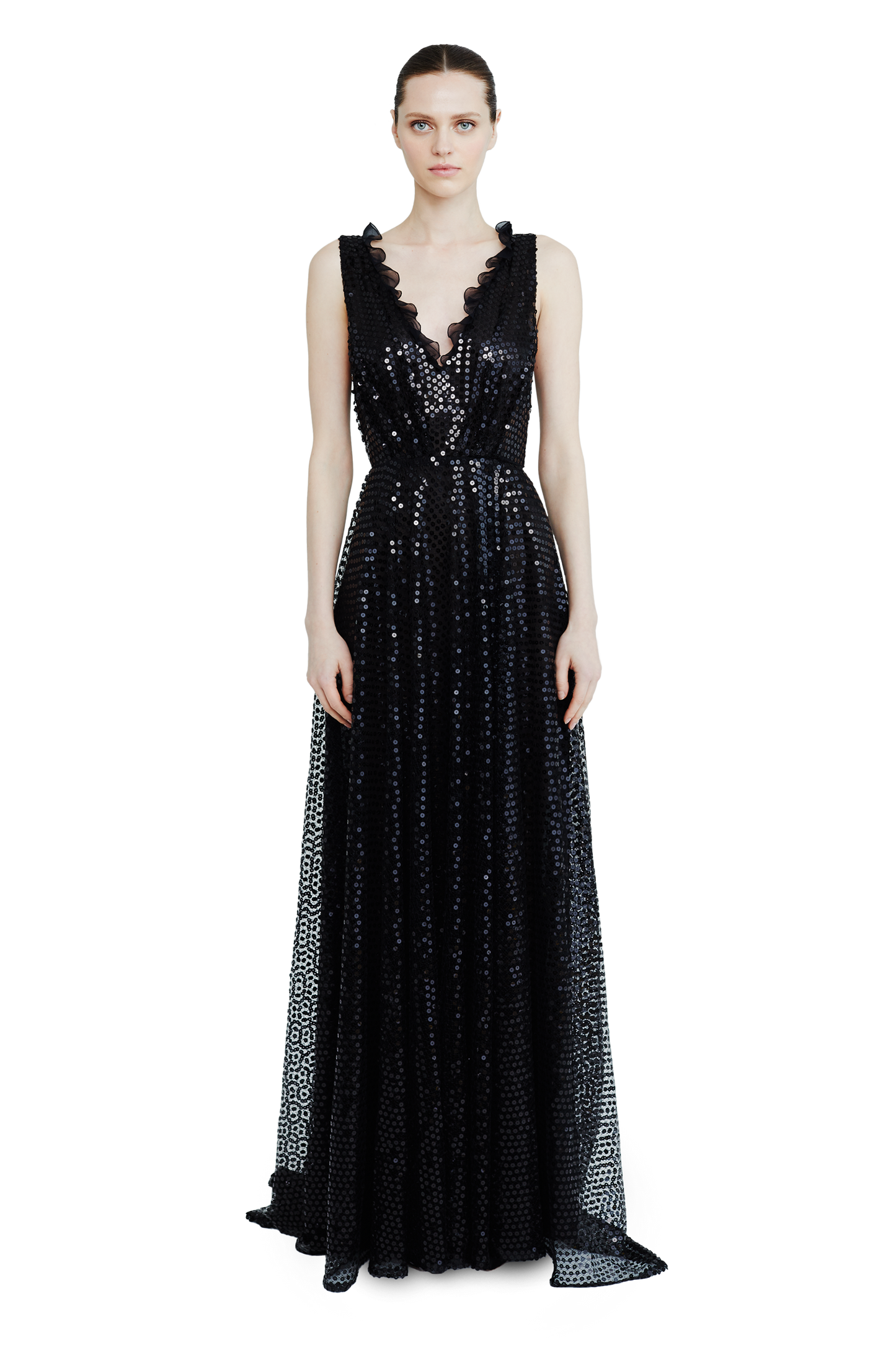 Maxi dress embroidered with sequins