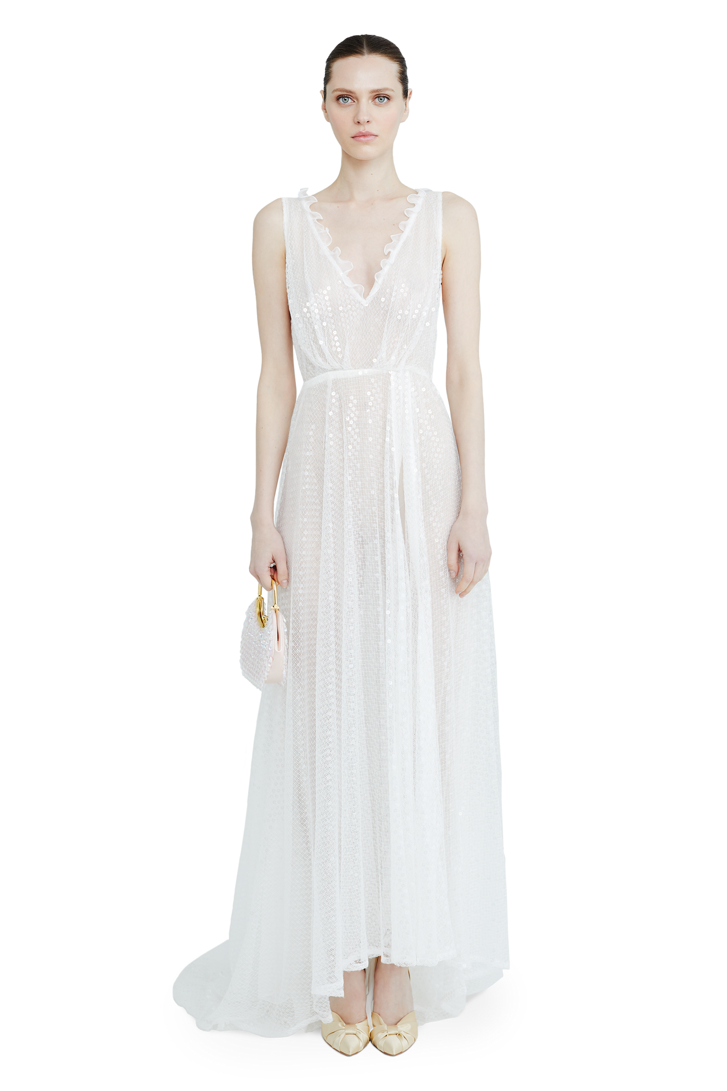 Maxi dress embroidered with sequins
