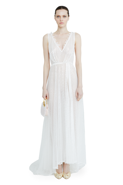 Maxi dress embroidered with sequins