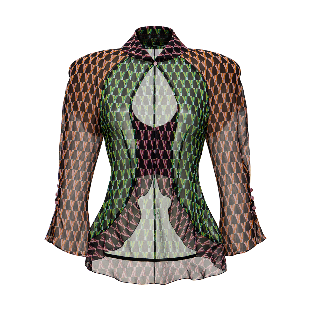 Silk blouse with a signature print