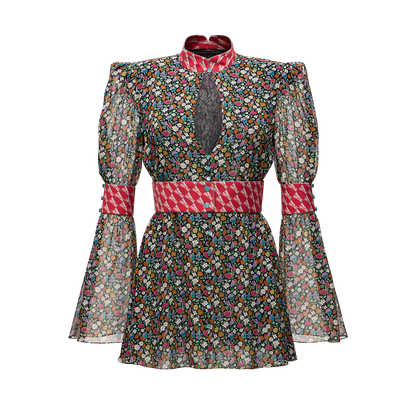 Silk chiffon dress with a signature print