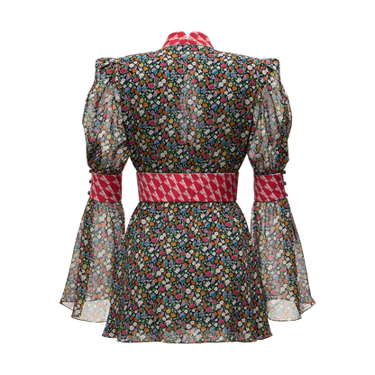 Silk chiffon dress with a signature print