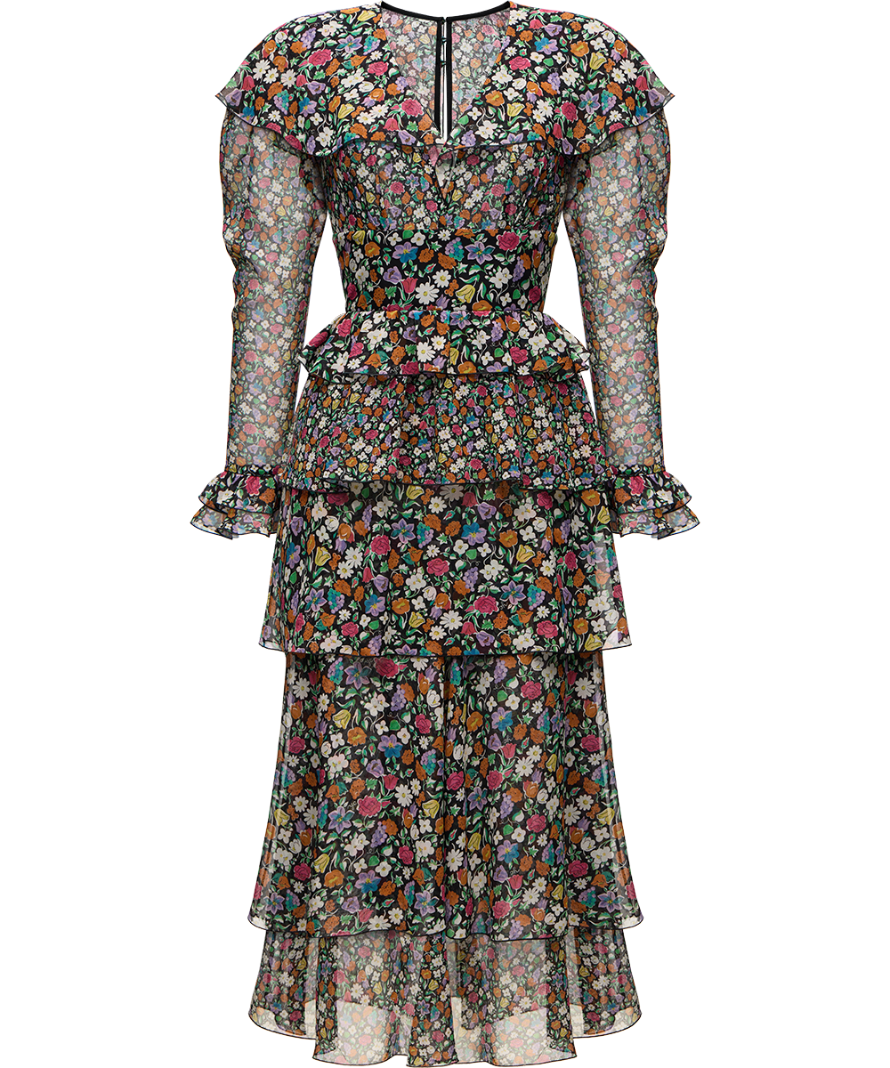 Silk chiffon dress with a signature print
