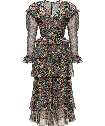 Silk chiffon dress with a signature print
