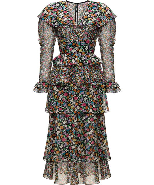 Silk chiffon dress with a signature print