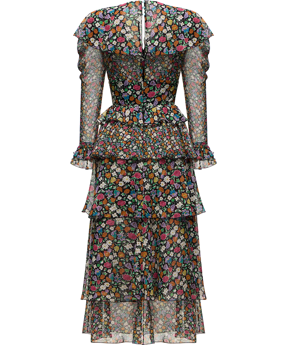 Silk chiffon dress with a signature print