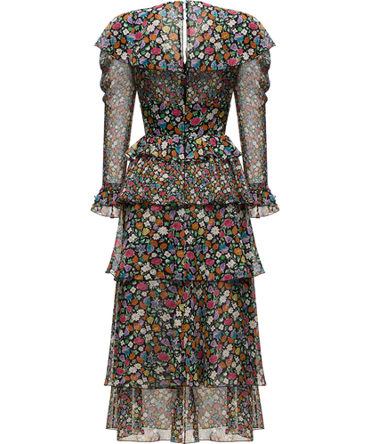 Silk chiffon dress with a signature print