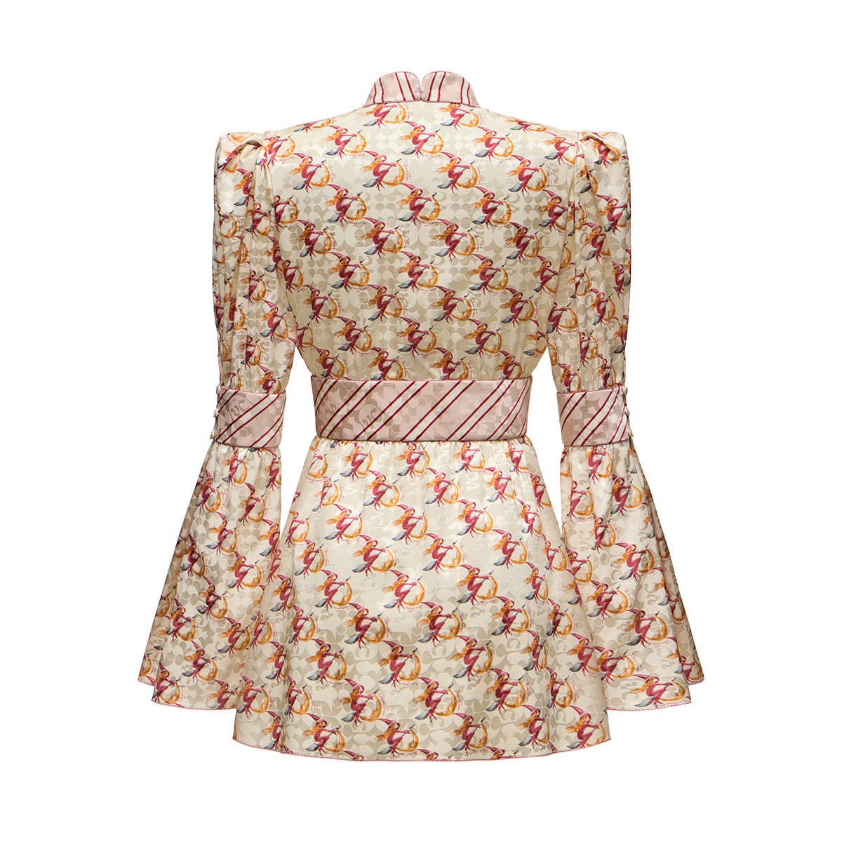 Silk jacquard dress with a signature print