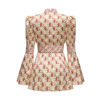 Silk jacquard dress with a signature print