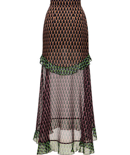 Silk midi skirt with a signature print