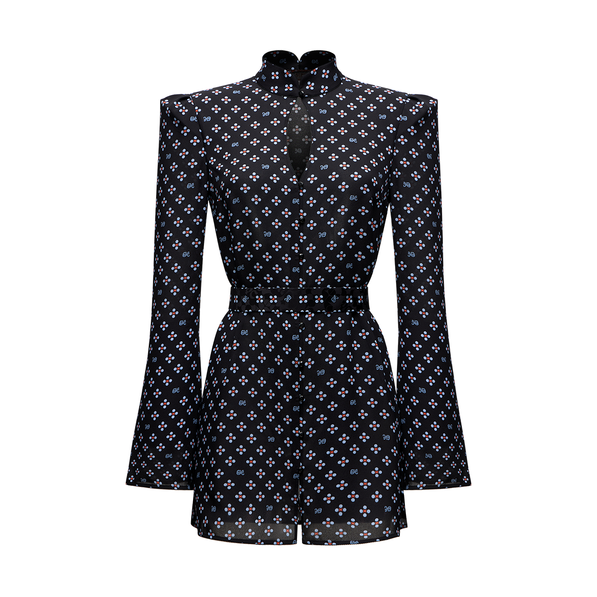 Silk georgette dress with a signature print