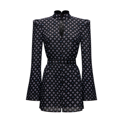 Silk georgette dress with a signature print