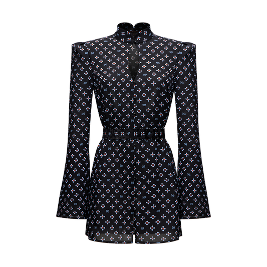 Silk georgette dress with a signature print