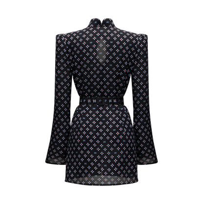 Silk georgette dress with a signature print