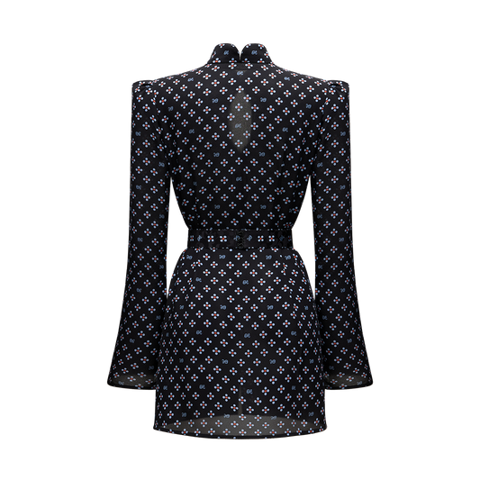 Silk georgette dress with a signature print