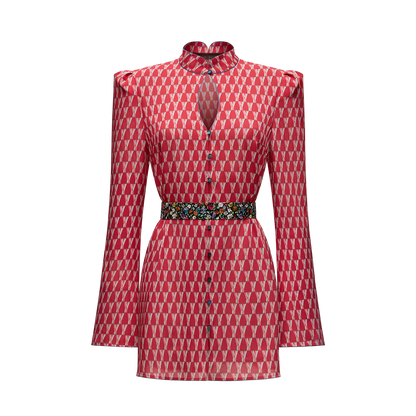 Silk georgette dress with a signature print