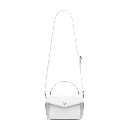 Leather satchel with a signature clasp