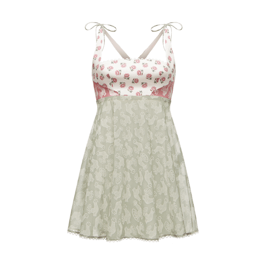 Cotton dress in signature floral and animal prints