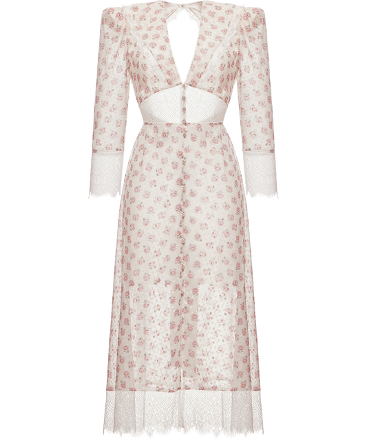 Silk dress with signature floral print
