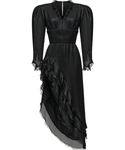 Georgette midi dress with flounces