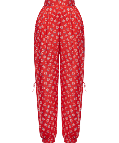 Silk trousers with a signature floral print