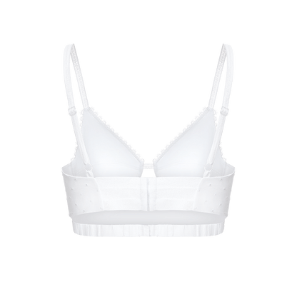 Embroidered batiste and linen bustier top