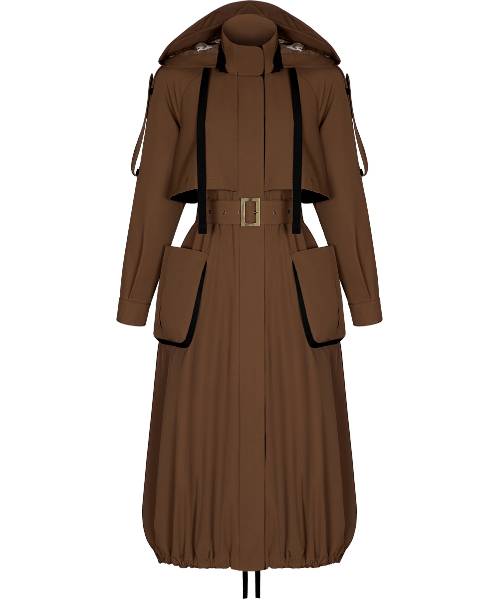 Trench coat with a hood