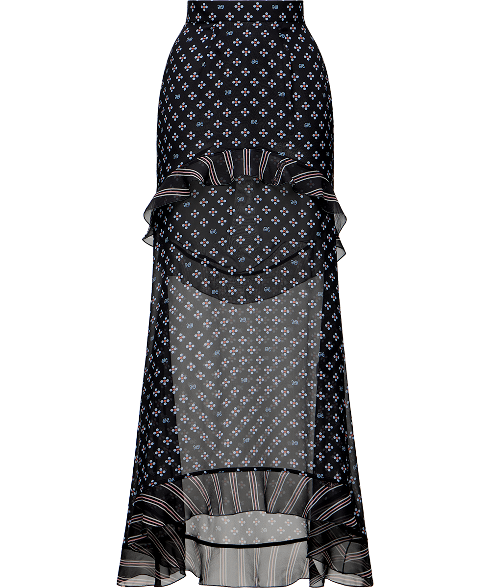 Silk midi skirt with a signature print