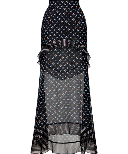 Silk midi skirt with a signature print