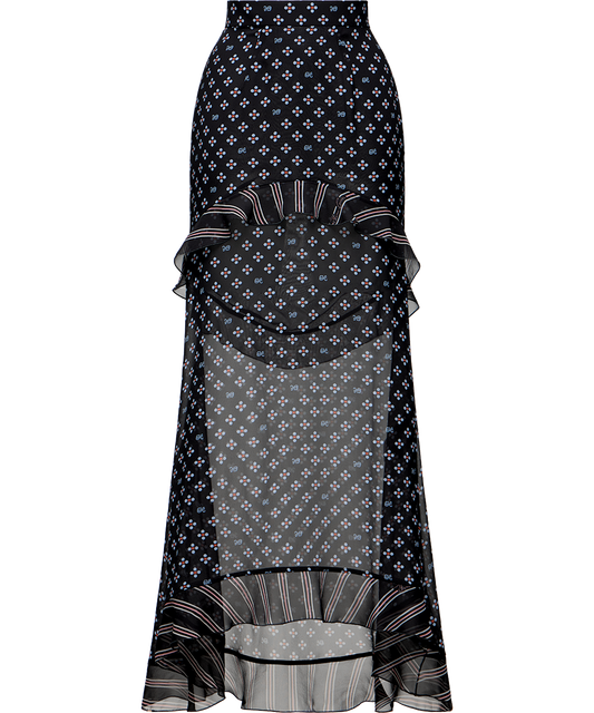 Silk midi skirt with a signature print