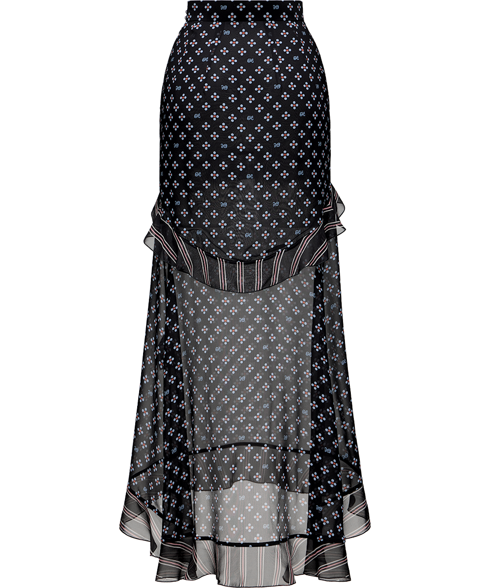 Silk midi skirt with a signature print