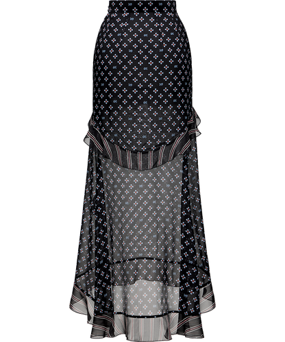 Silk midi skirt with a signature print