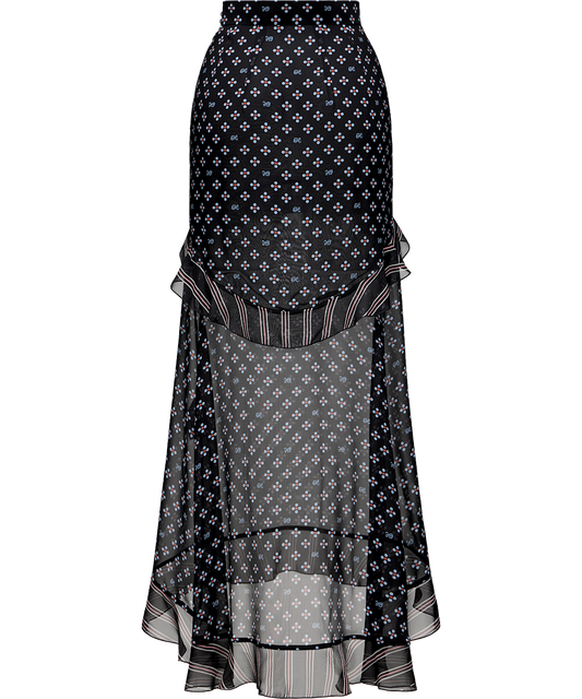Silk midi skirt with a signature print