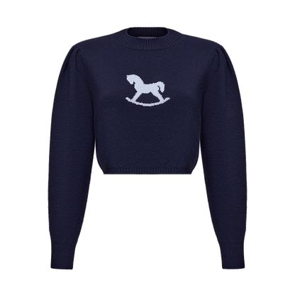Cropped cashmere jumper with a signature symbol