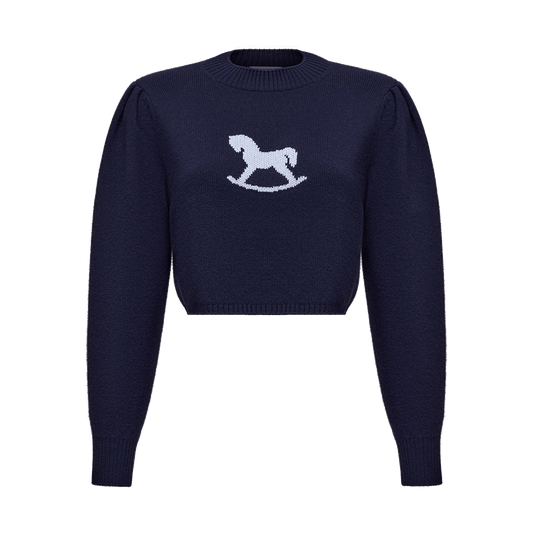 Cropped cashmere jumper with a signature symbol