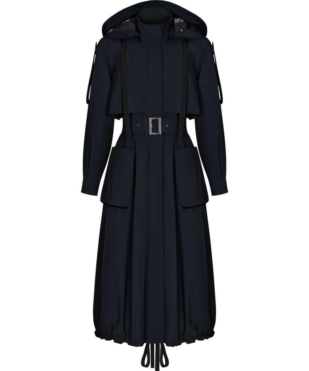 Trench coat with a hood