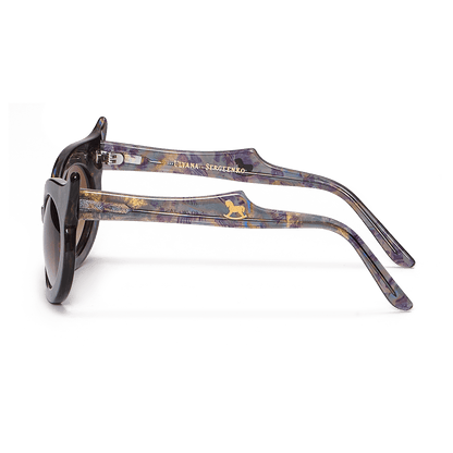 Sunglasses with upswept corners