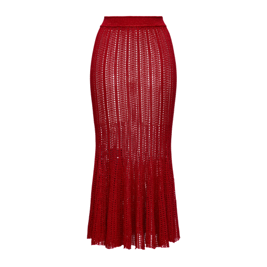Knitted midi skirt with flowing pleats