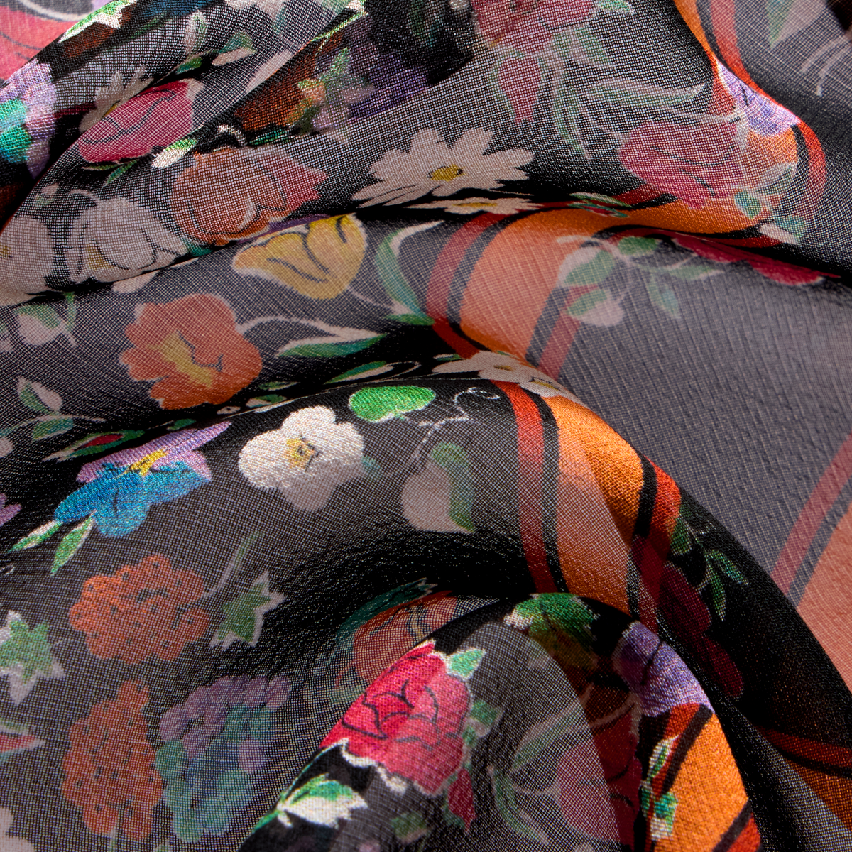 Silk scarf with signature floral print