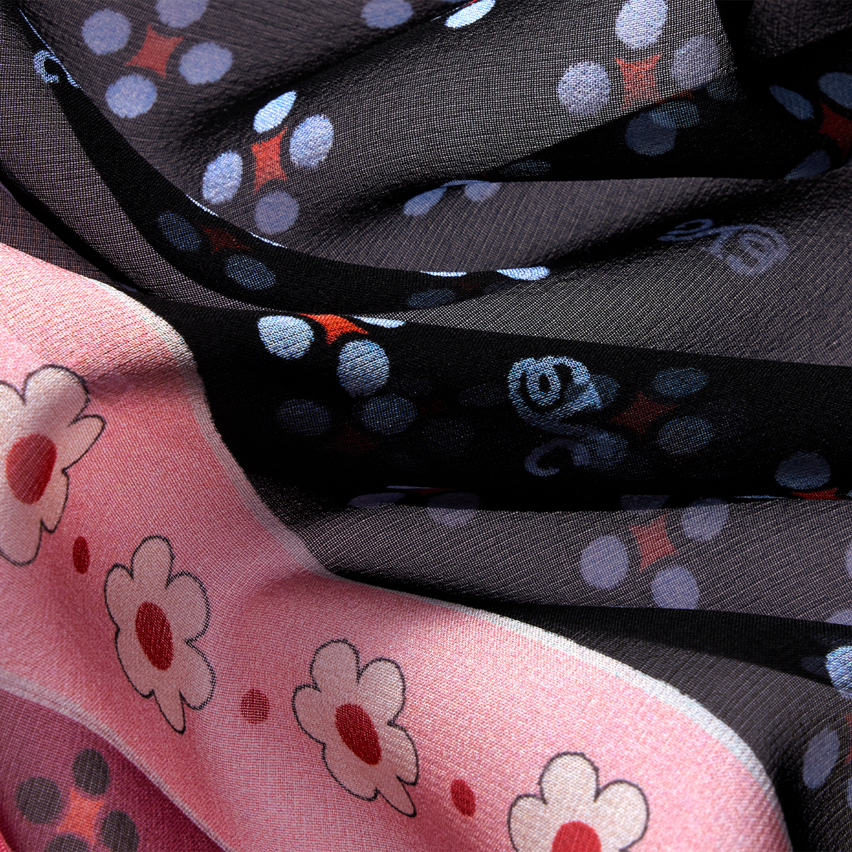 Silk scarf with a signature print