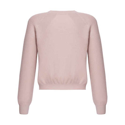 Silk-cashmere sweater with hand-embroidered signature chevron