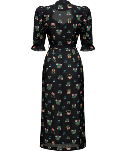Silk dress with a signature print