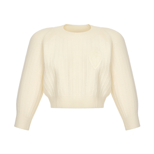 Wool and cashmere cardigan with signature lace chevron