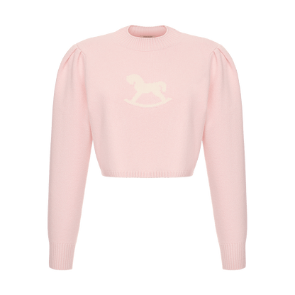 Cropped cashmere jumper with a signature symbol