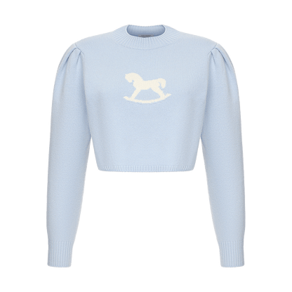 Cropped cashmere jumper with a signature symbol