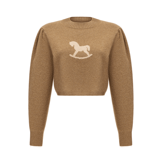 Cropped cashmere jumper with a signature symbol