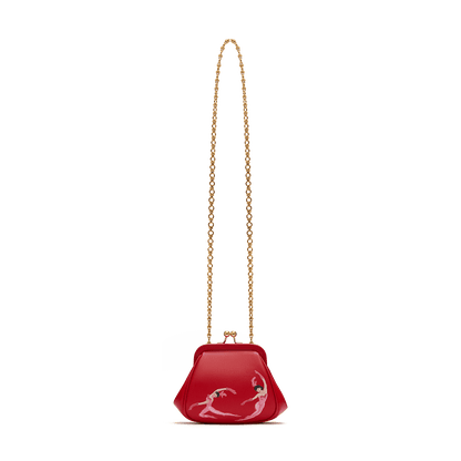 Leather mini bag with a signature print