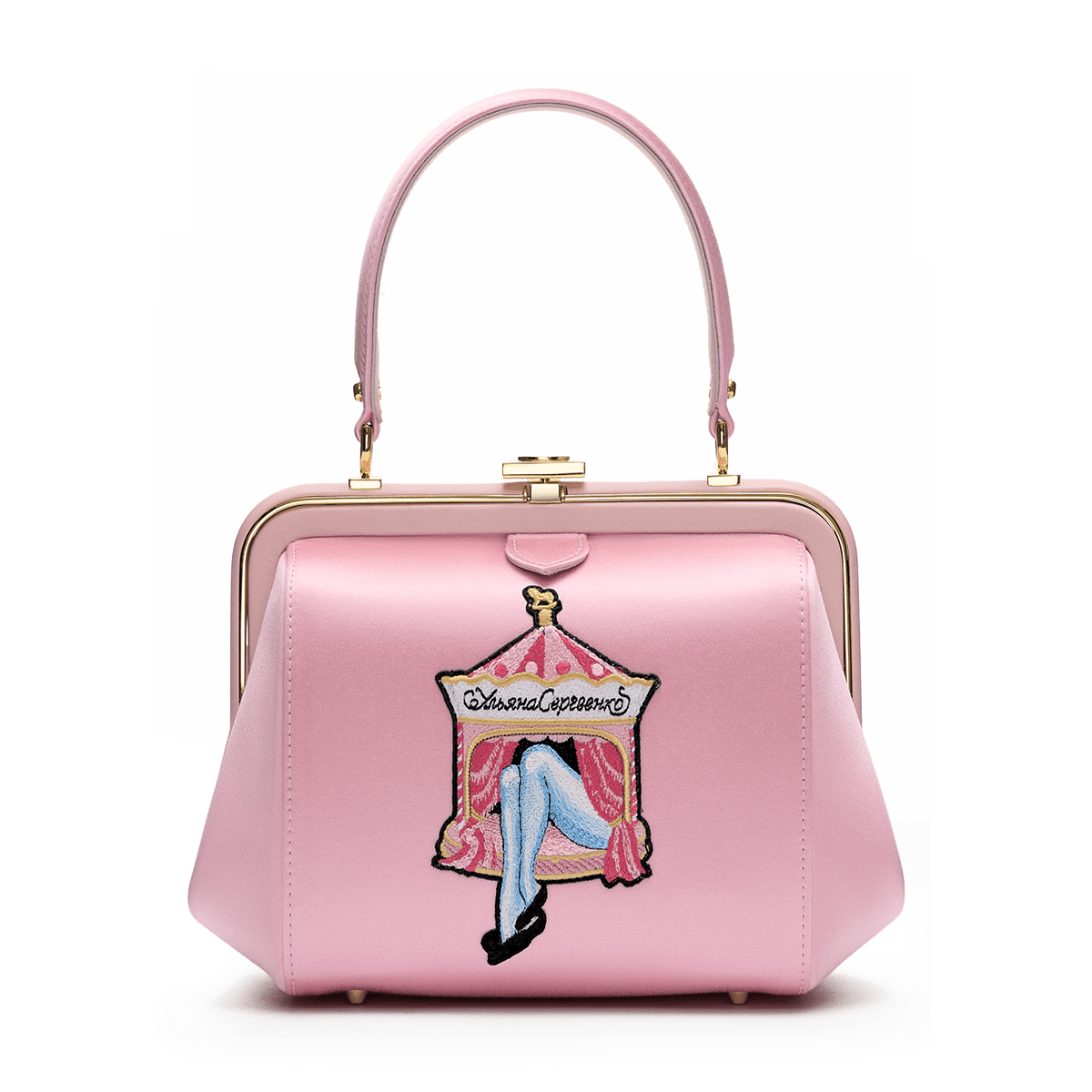 "Ira" satin and leather bag