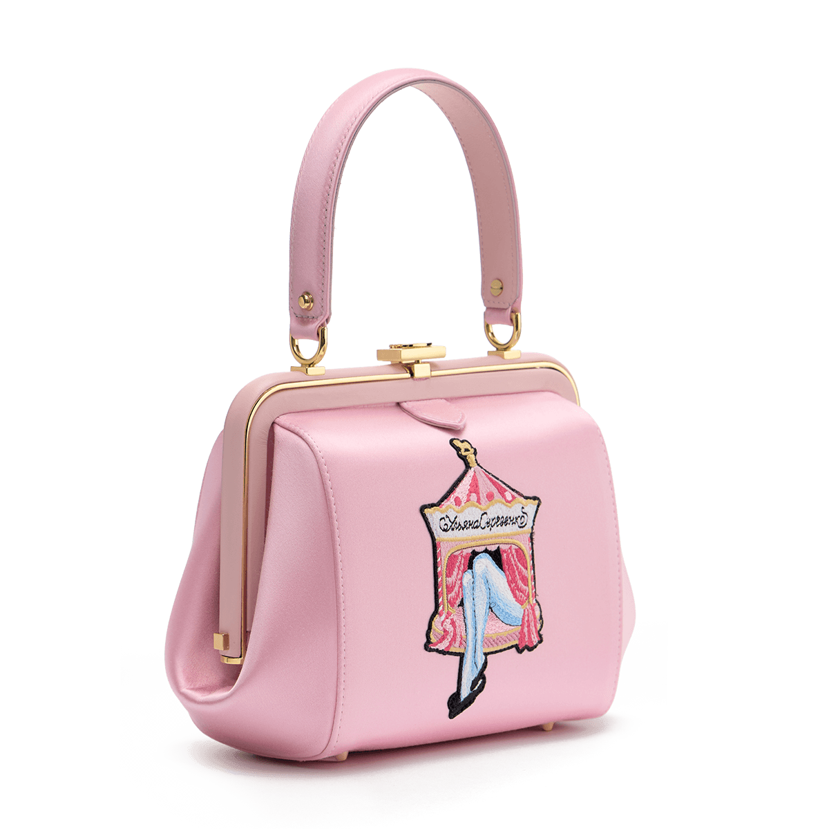 "Ira" satin and leather bag