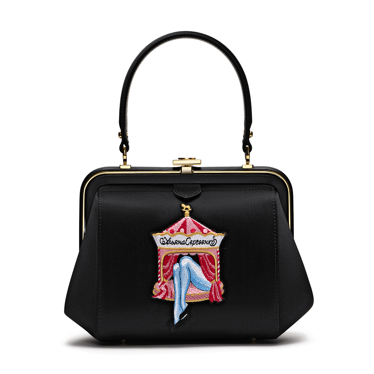 "Ira" satin and leather bag